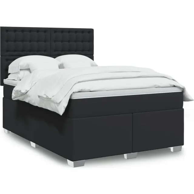 vidaXL Boxspring met matras kunstleer zwart 140x190 cm