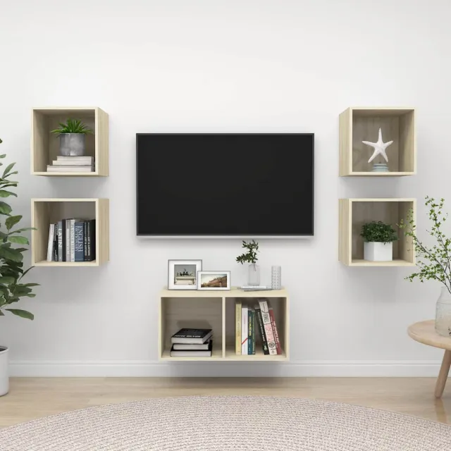 vidaXL 5-delige Tv-meubelset bewerkt hout sonoma eikenkleurig, foto 2