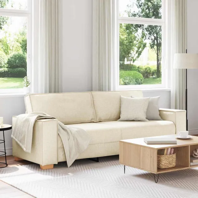 vidaXL 3-Zits Bank Beige 220 cm Linnen-mix stof