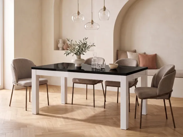 Mobistoxx ROMEO eettafel hoogglans zwart wit