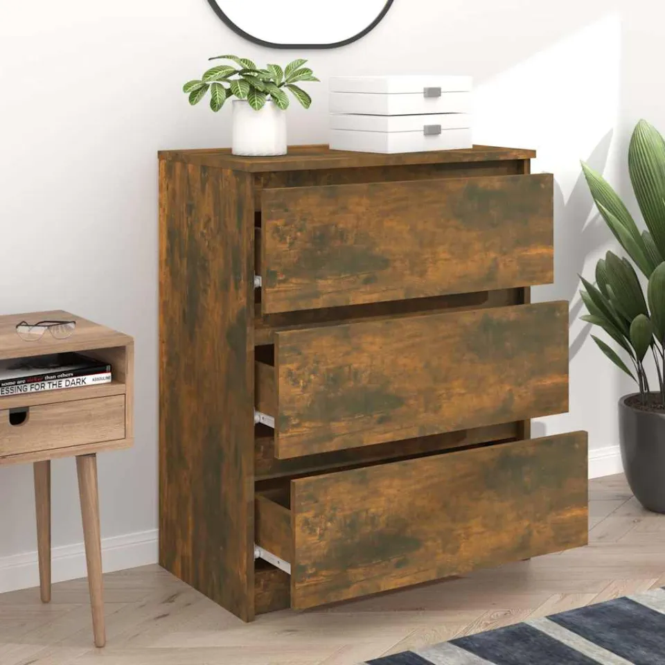 vidaXL Dressoir 60x35x76 cm bewerkt hout gerookt eikenkleurig, foto 3