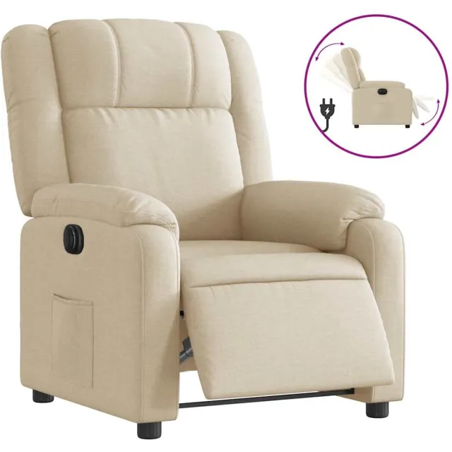 vidaXL Fauteuil - verstelbaar - elektrisch - stof - crèmekleurig