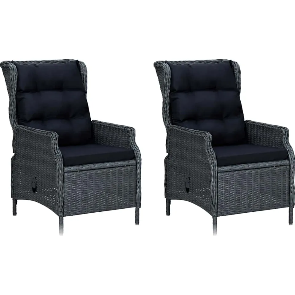 vidaXL 9-delige Tuinset met kussens poly rattan donkergrijs