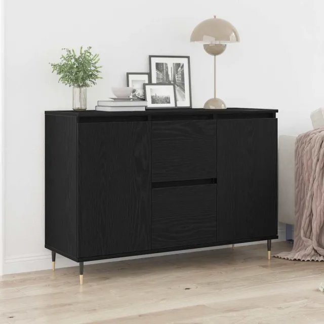 vidaXL Dressoir Zwart Eiken 101,5 x 35 x 70 cm Bewerkt hout