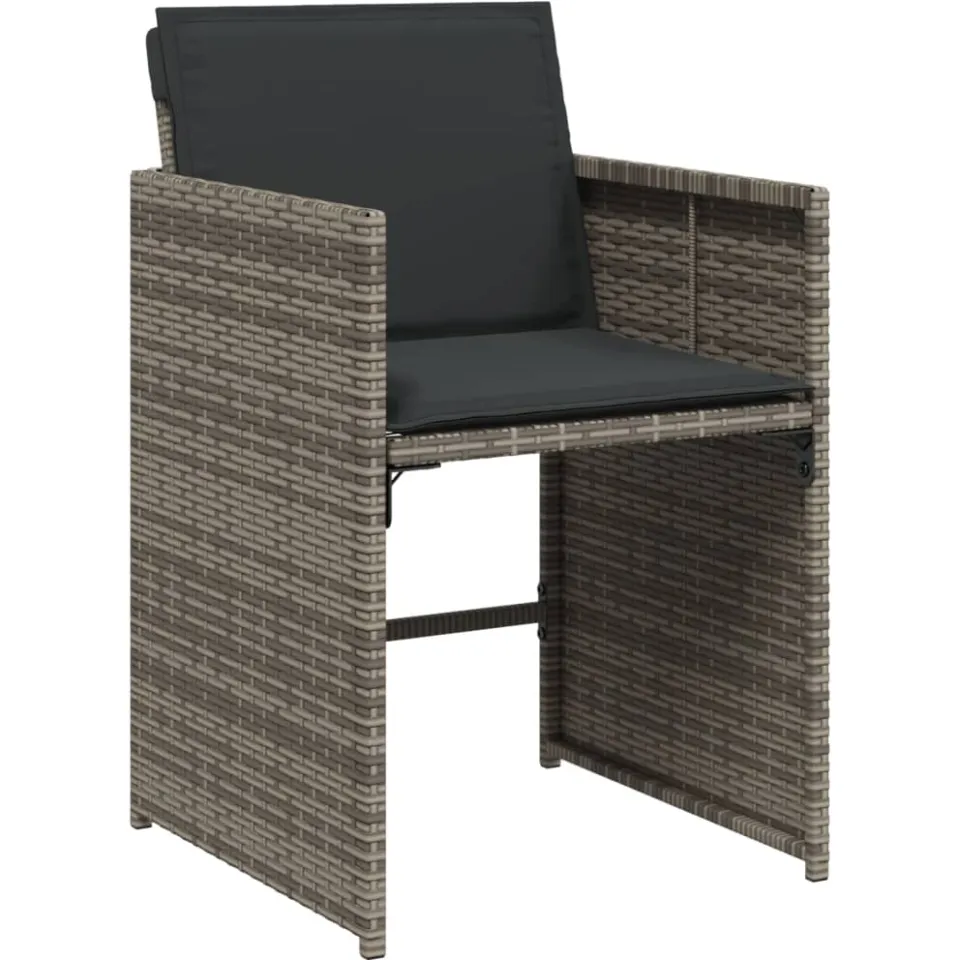 vidaXL 13-delige Tuinset met kussens poly rattan grijs