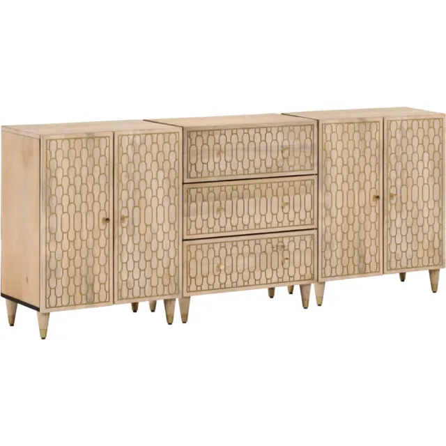 vidaXL Bijzetkasten 3 st 60x33x75 cm massief mangohout Bruin