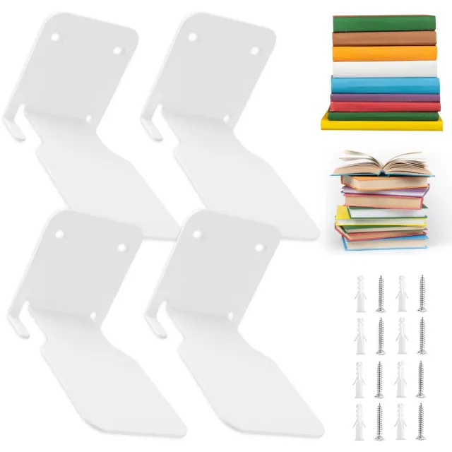 BAIFULAI 4-pack onzichtbare wandboekenplanken, zwevende boekenplanken, hangende boekenplanken, zwevende boekenplanken, aan de muur gemonteerde boekenplanken voor kantoor, slaapkamer en woonkamer Wit