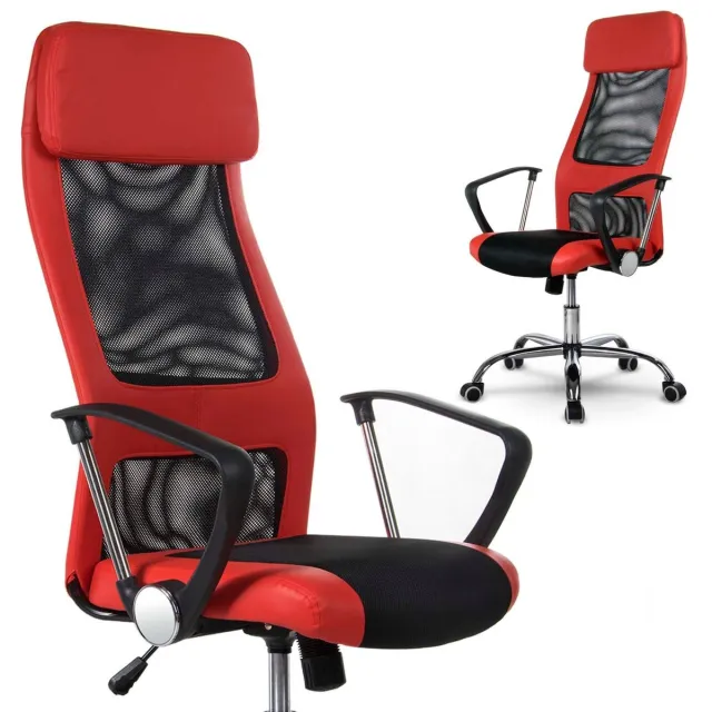 Sofotel Rio Serie - Rode draaibare bureaustoel - Hoge ergonomische rugleuning - Geïntegreerde hoofdsteun Rood
