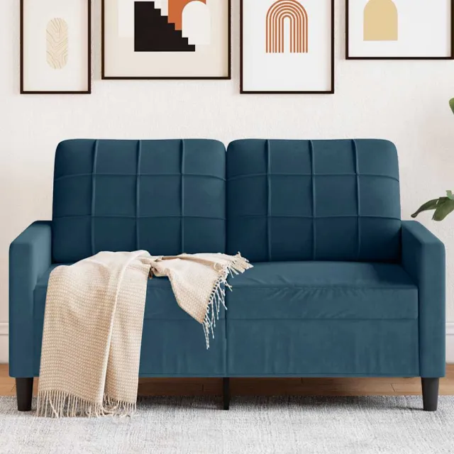 vidaXL Tweezitsbank 120 cm fluweel blauw