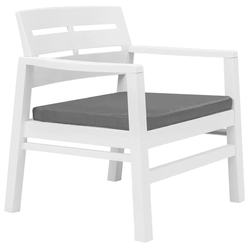 vidaXL 3-delige Loungeset kunststof wit, foto 4