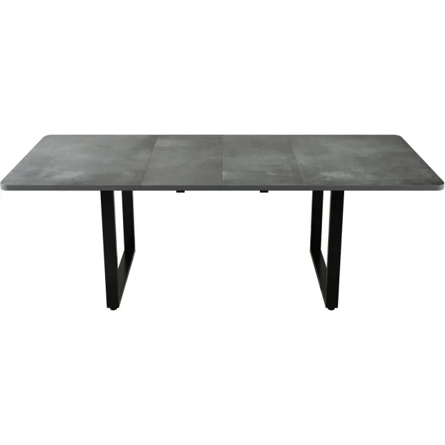 KOMHTOM Uitschuifbare Eettafel - Rechthoekige Tafel met 3 Lengtes - 140/180/220 x 80 cm - Metalen Poten - Eenvoudige Stijl - Grijs - Geschikt voor 6-10 Personen - Voor Keuken en Eetkamer