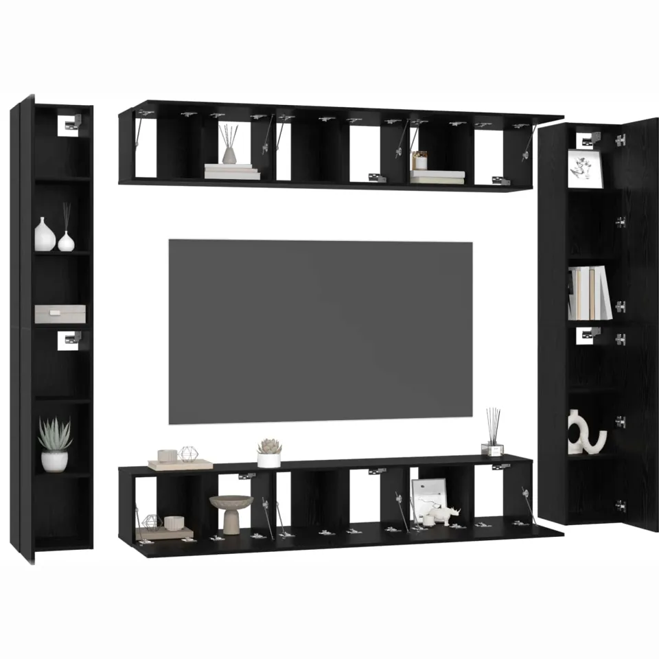 vidaXL Tv-meubelset 10 st 30,5 x 30 x 90 cm Zwart Eiken