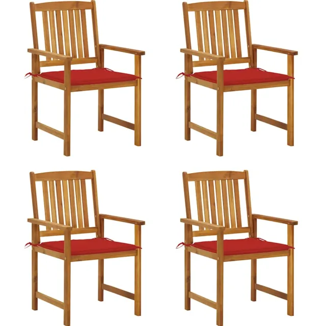 vidaXL Tuinstoelen 4 st met kussens massief acaciahout Rood