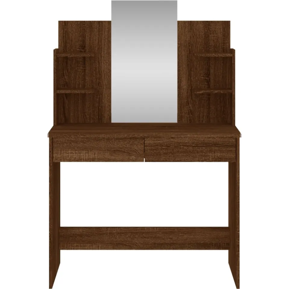 vidaXL Kaptafel met spiegel 96x39x142 cm bruin eikenkleur
