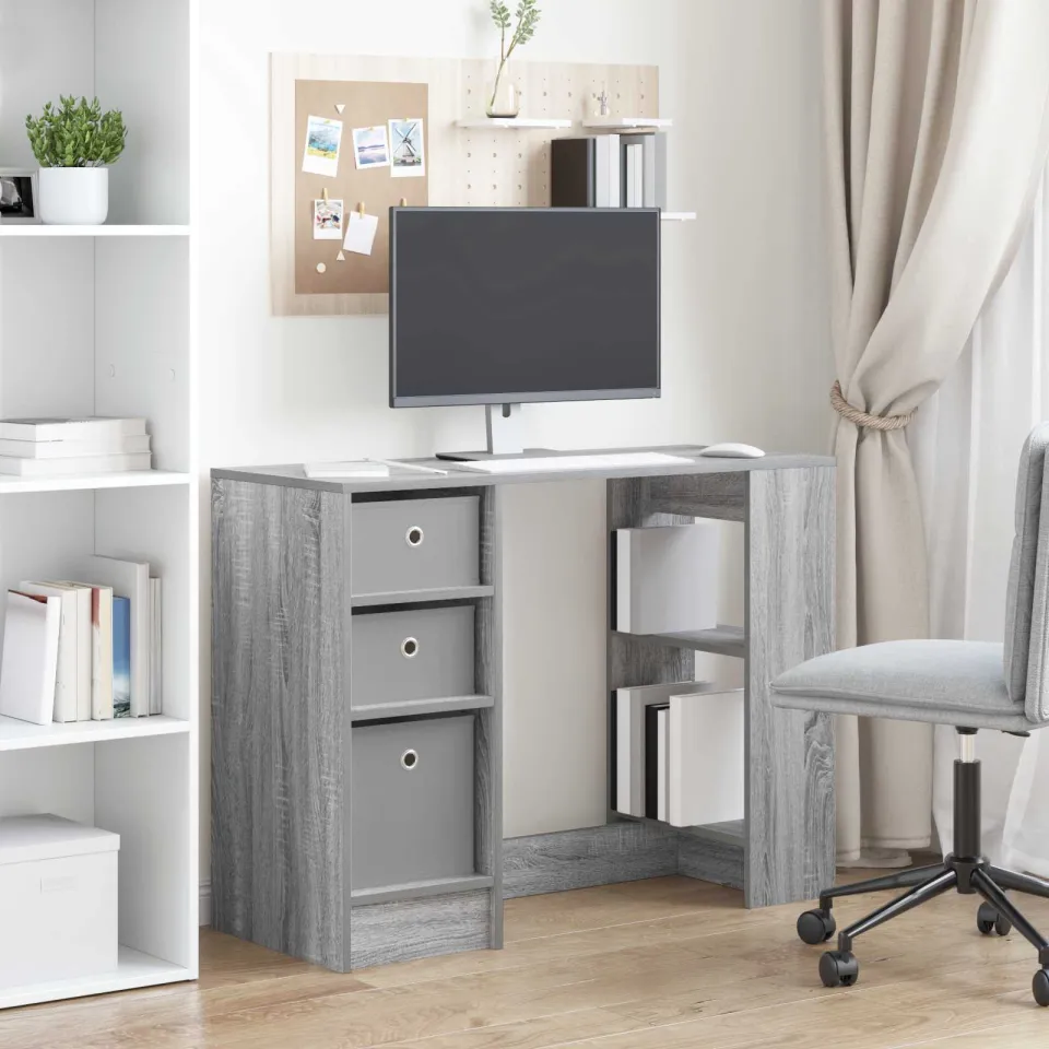 vidaXL Bureau Grijs Sonoma 100 x 40 x 75 cm Bewerkt hout, foto 3