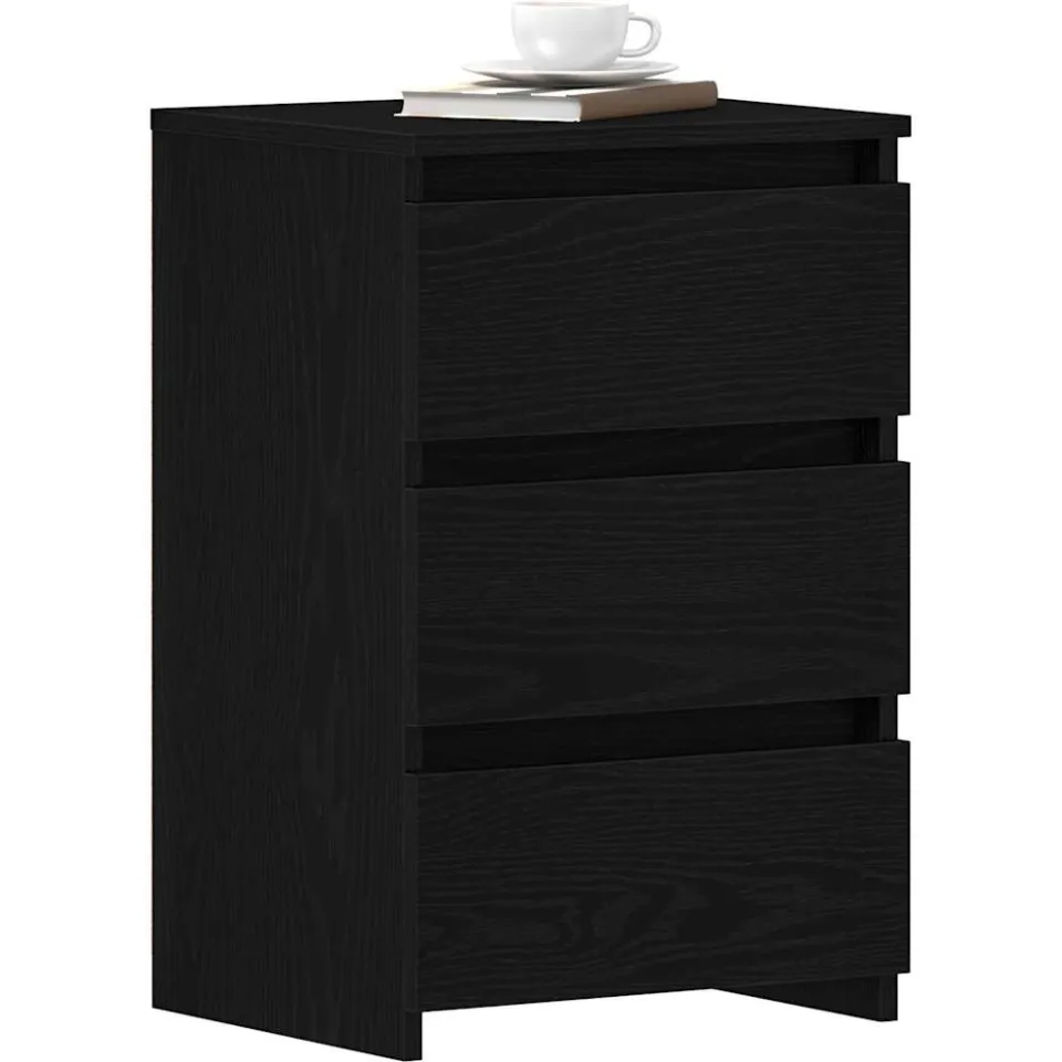 vidaXL Nachtkastje Zwart Eiken 40 x 35 x 62,5 cm Bewerkt hout