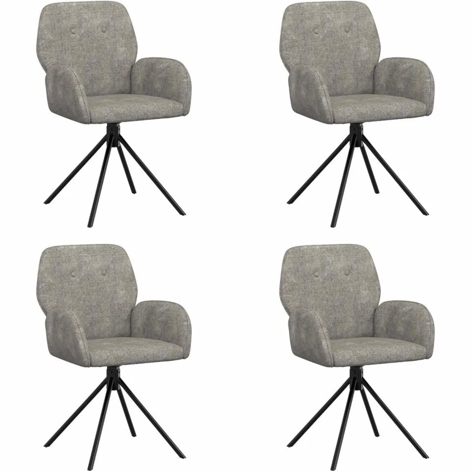 vidaXL Draai Eetstoelen 4 st Nep Suede Leer Lichtgrijs 54 x 55 x 86 cm, foto 3
