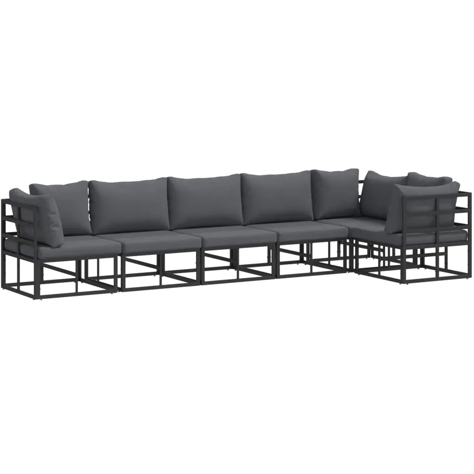 vidaXL Tuinbankenset 6 st Zwart Aluminium