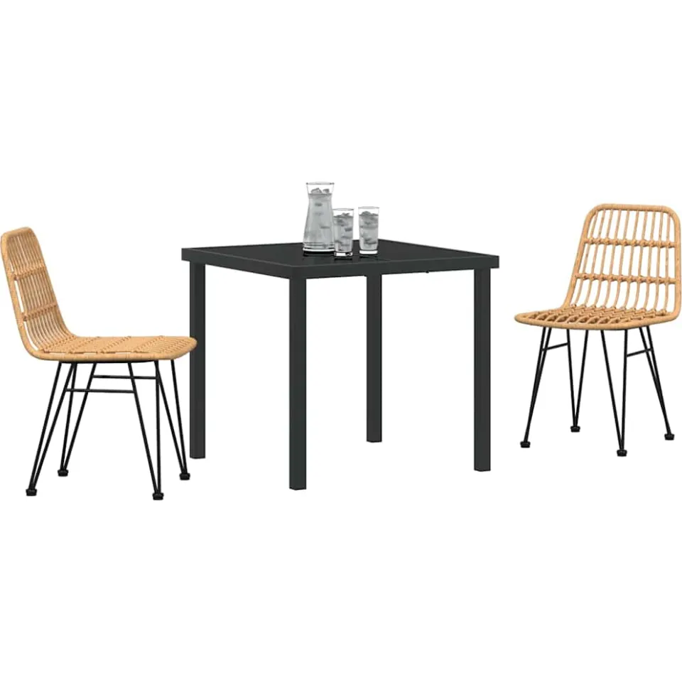 vidaXL Tuin eettafelset 3 st Bruin Gepoedercoat staal