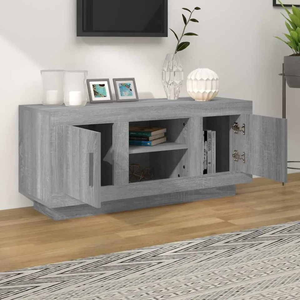 vidaXL Tv-meubel 102x35x45 cm bewerkt hout grijs sonoma eikenkleurig, foto 3