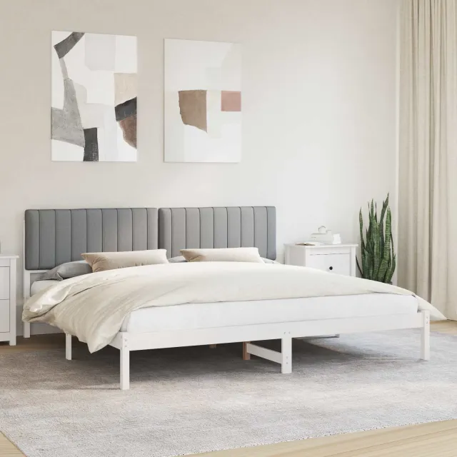 vidaXL Bedframe met Gevoerd Hoofdgedeelte Lichtgrijs 200 x 200 cm