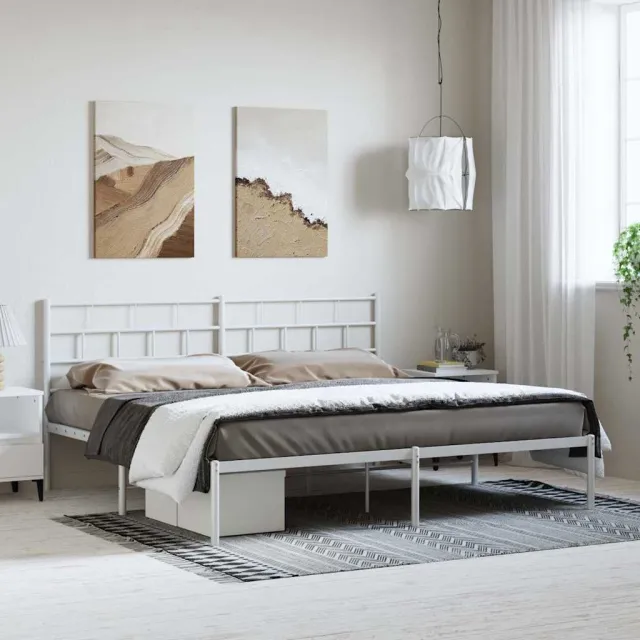 vidaXL Bedframe met hoofdbord metaal wit 193x203 cm