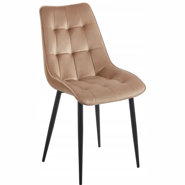 Furnitex Scandinavische en Loftstijl Eetkamerstoel - Cappuccinokleurig Stof - Zwart Metalen Onderstel Cappuccino;Zwart