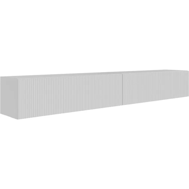Selsey Veldio – Hangend TV-meubel met geribbelde fronten, 200 cm, wit