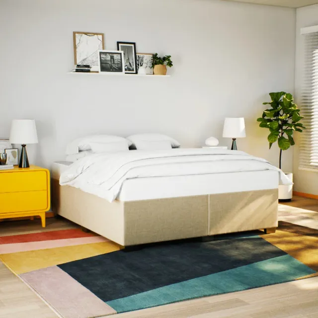 vidaXL Bedframe zonder matras stof crèmekleurig 200x200 cm