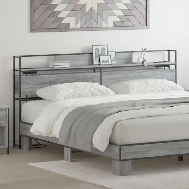 vidaXL Opberghoofdbord Grijs Sonoma 200 cm Bewerkt hout