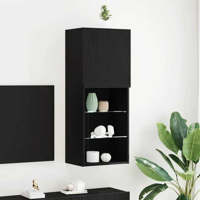 vidaXL Tv-meubelset 40,5 x 30 x 102 cm Zwart Eiken Bewerkt hout, foto 2
