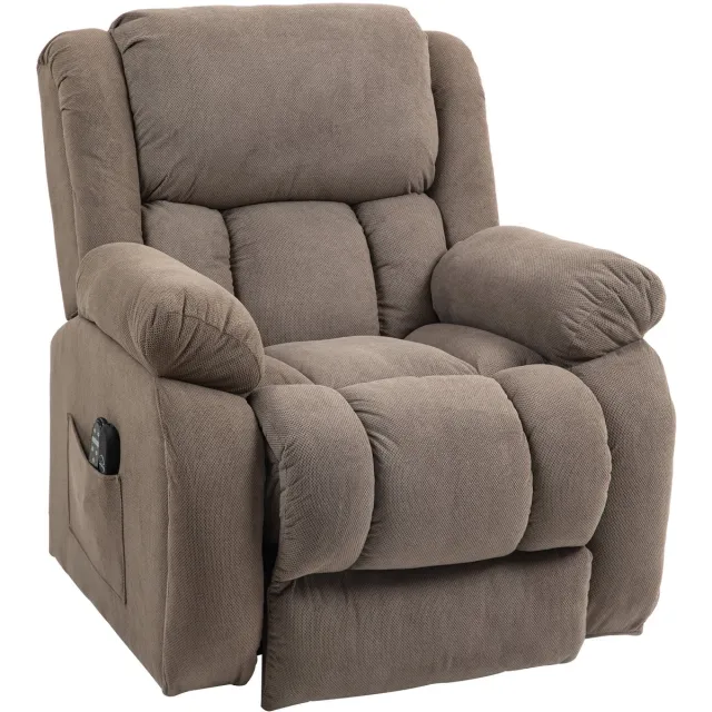 Homona Elektrische sta-opfauteuil met massage en warmtefunctie - Met afstandsbediening en USB-poort - 93 x 104 x 100 cm - Lichtbruin