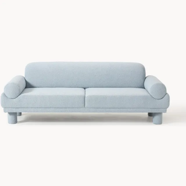 Westwing Collection Bouclé bank Lilo (3-zits) Lichtblauw
