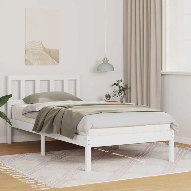 vidaXL Bedframe met hoofdeinde Wit 75 x 190 cm Massief grenenhout