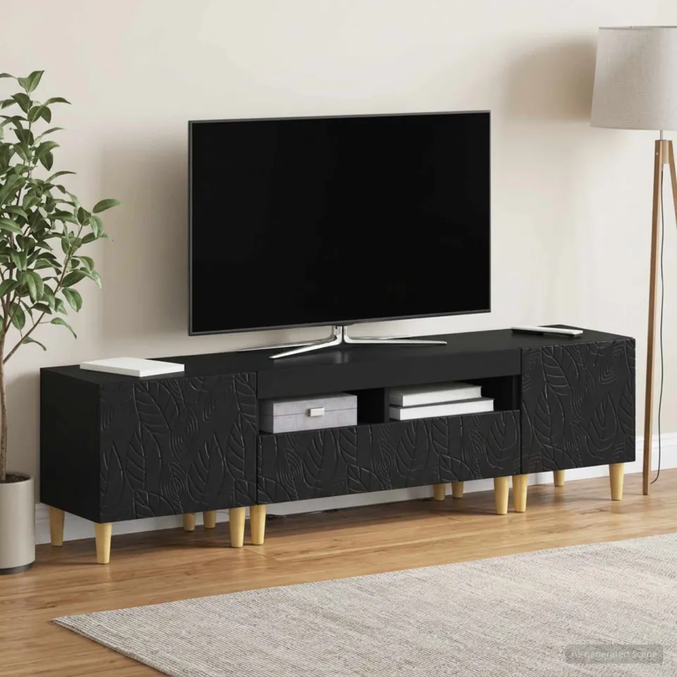 vidaXL 3-delige LED TV-kast DELFT Zwart Bewerkt hout, foto 3