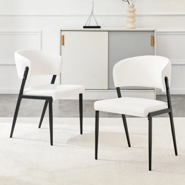 MODENUIT Eetkamerstoel 51 x 49 x 78 cm - Set Van 2 Met Gewatteerde Zitting - Eetkamer - Kunstleer Wit
