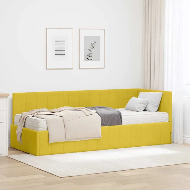 vidaXL Hoekbedframe met Matras 2 st Geel 80 x 200 cm Fluweel
