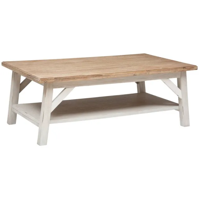 Atmosphera Créateur d'intérieur® Salontafel met dubbel blad van massief acaciahout OLBIA Blanc