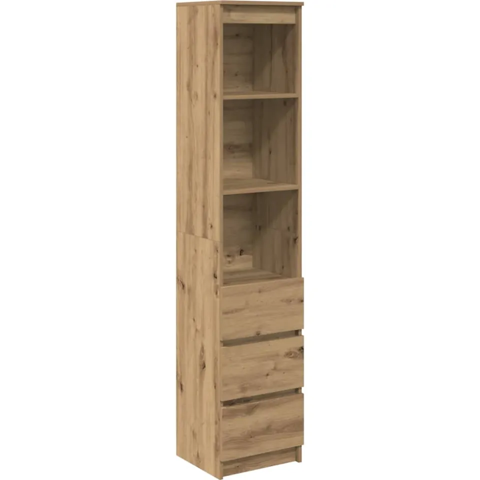 vidaXL Hoge kast 37,5x35x180 cm bewerkt hout artisanaal eikenkleur Bruin