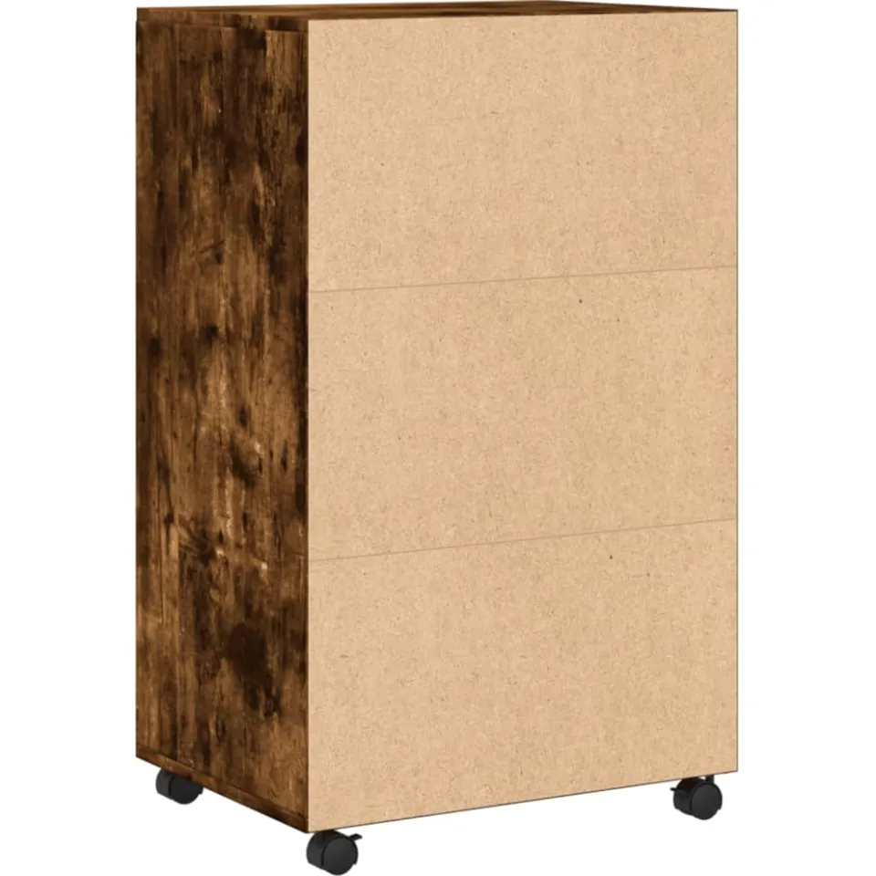 vidaXL Rolkast 55x40x91 cm bewerkt hout gerookt eikenkleurig, foto 4