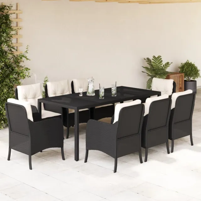 vidaXL 9-delige Tuinset poly rattan zwart, foto 2