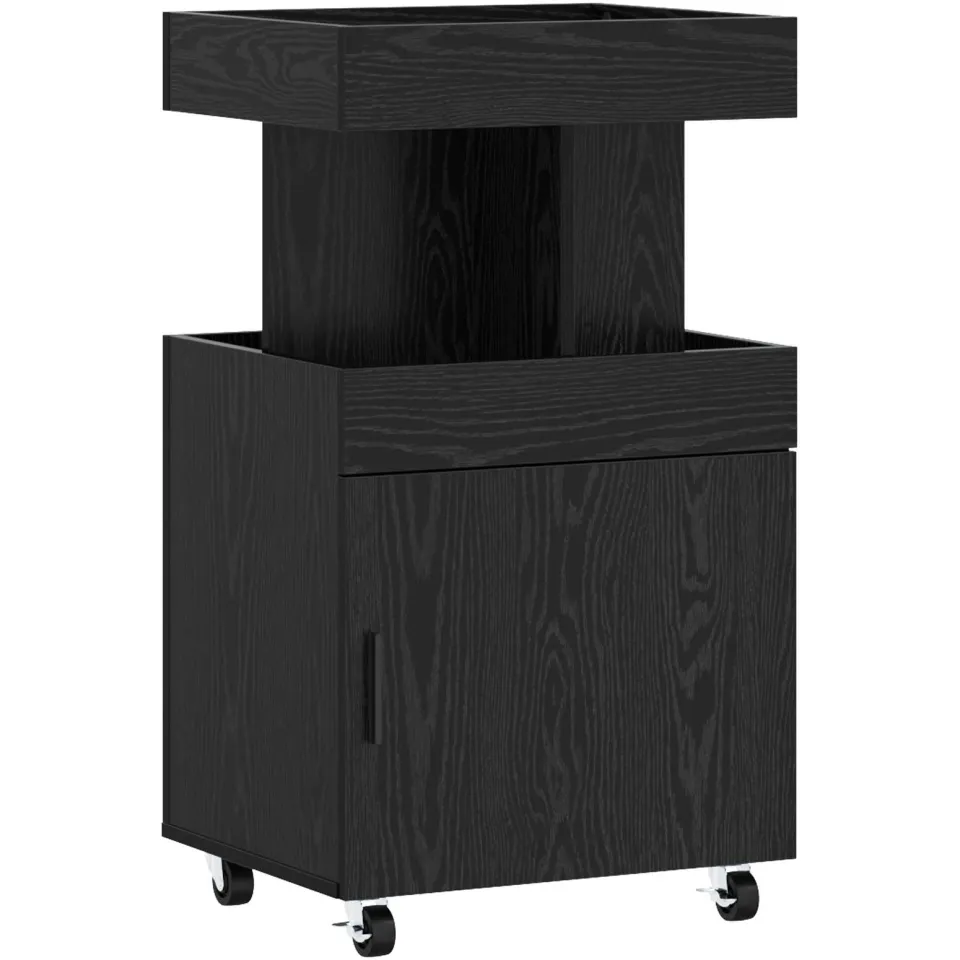 vidaXL Serveerwagen Zwart eiken 50 x 41 x 89 cm Bewerkt hout, foto 3