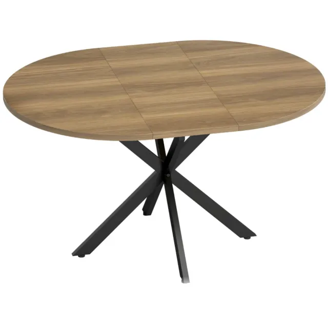 ZYLARO Eettafel - Uitschuifbaar Voor 4-6 Personen - Keukentafel Met Industriële Look En Spinnenpoot - Bruine Houtlook bruin houtnerf + zwart