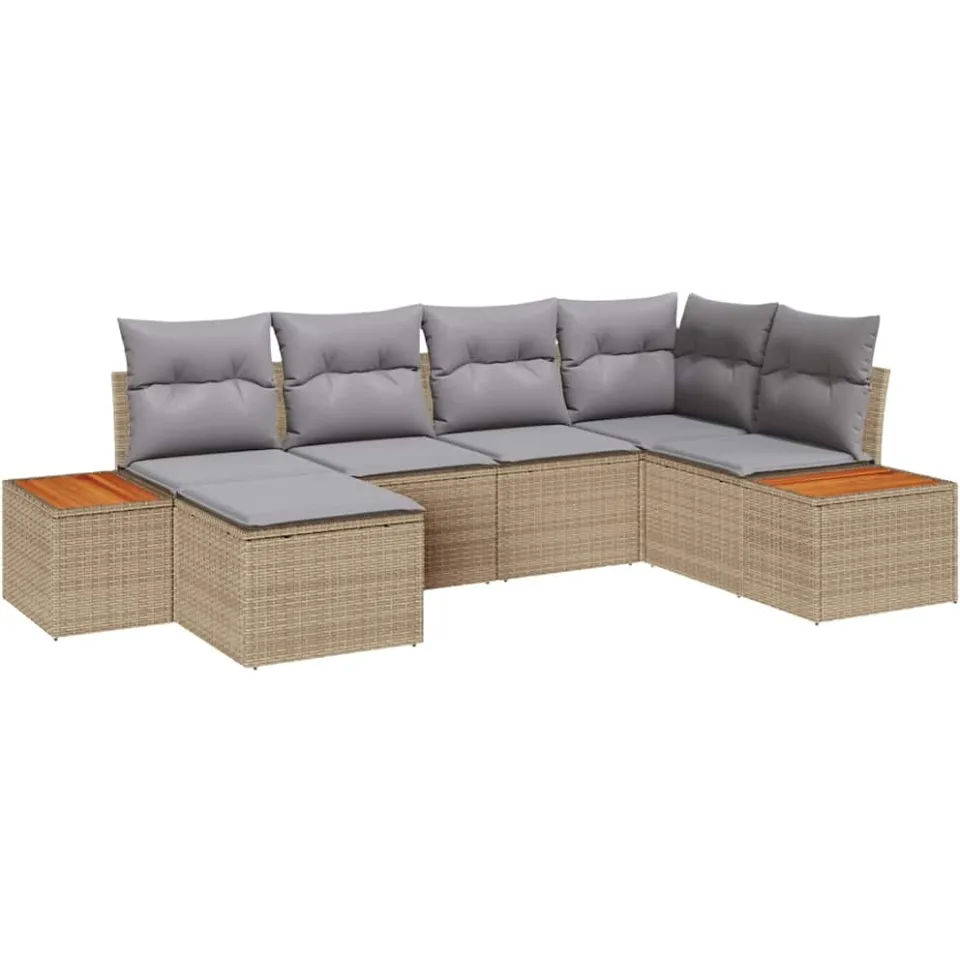 vidaXL Tuin Sofa Set 6 st Beige poly rattan