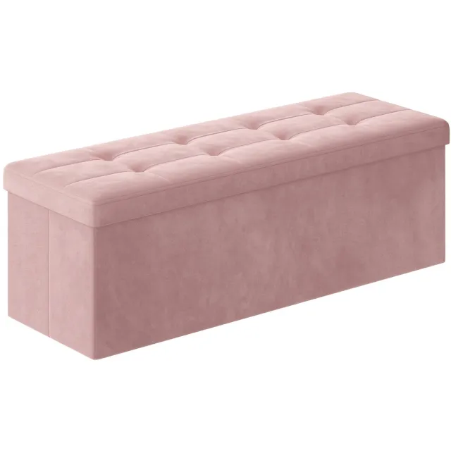 LEOBERT LSF277R01 - Opvouwbare opbergbank - Pastelroze fluweel - 110 cm