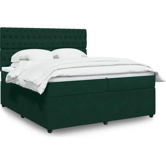 vidaXL Boxspring met matras fluweel donkergroen 200x200 cm