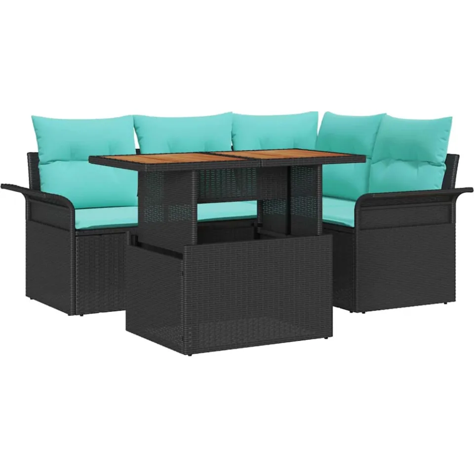vidaXL Tuin Sofa Set 5 st Zwart Poly riet