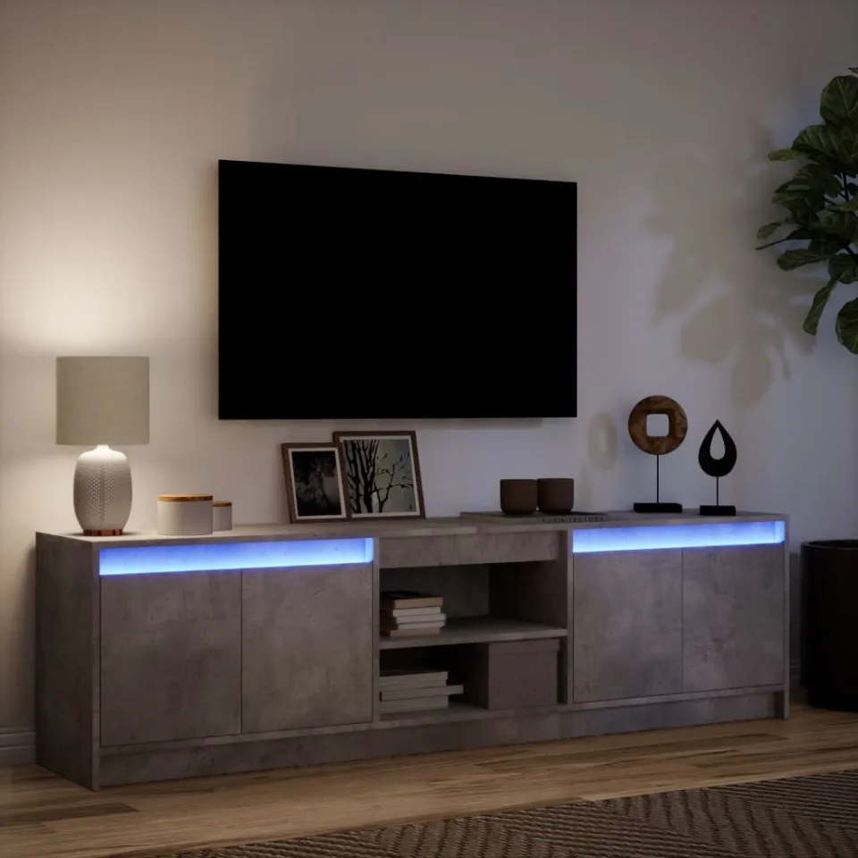 vidaXL Tv-meubel met LED 180x34x50 cm bewerkt hout betongrijs grijs, foto 4