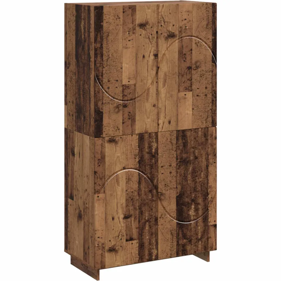 vidaXL Hoge kast Oud hout 79 x 41 x 151 cm Bewerkt hout bruin, foto 3