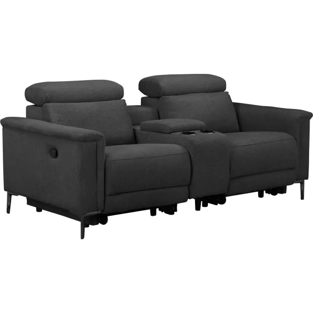 Notio Living Lund-Dubbele relaxfauteuil met handmatige functie in stof antraciet Grijs
